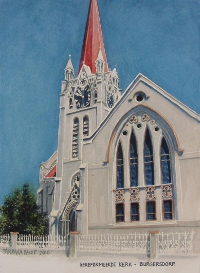 Gereformeerde Kerk, Burgersdorp. Watercolour, 250 x 350 mm.